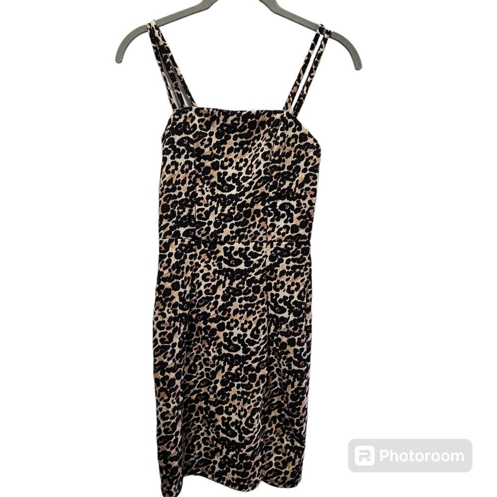 Midnight Doll Sleeveless Midi Dress Women SZ 1 Leopard Trap Baddie Sexy Coactail
